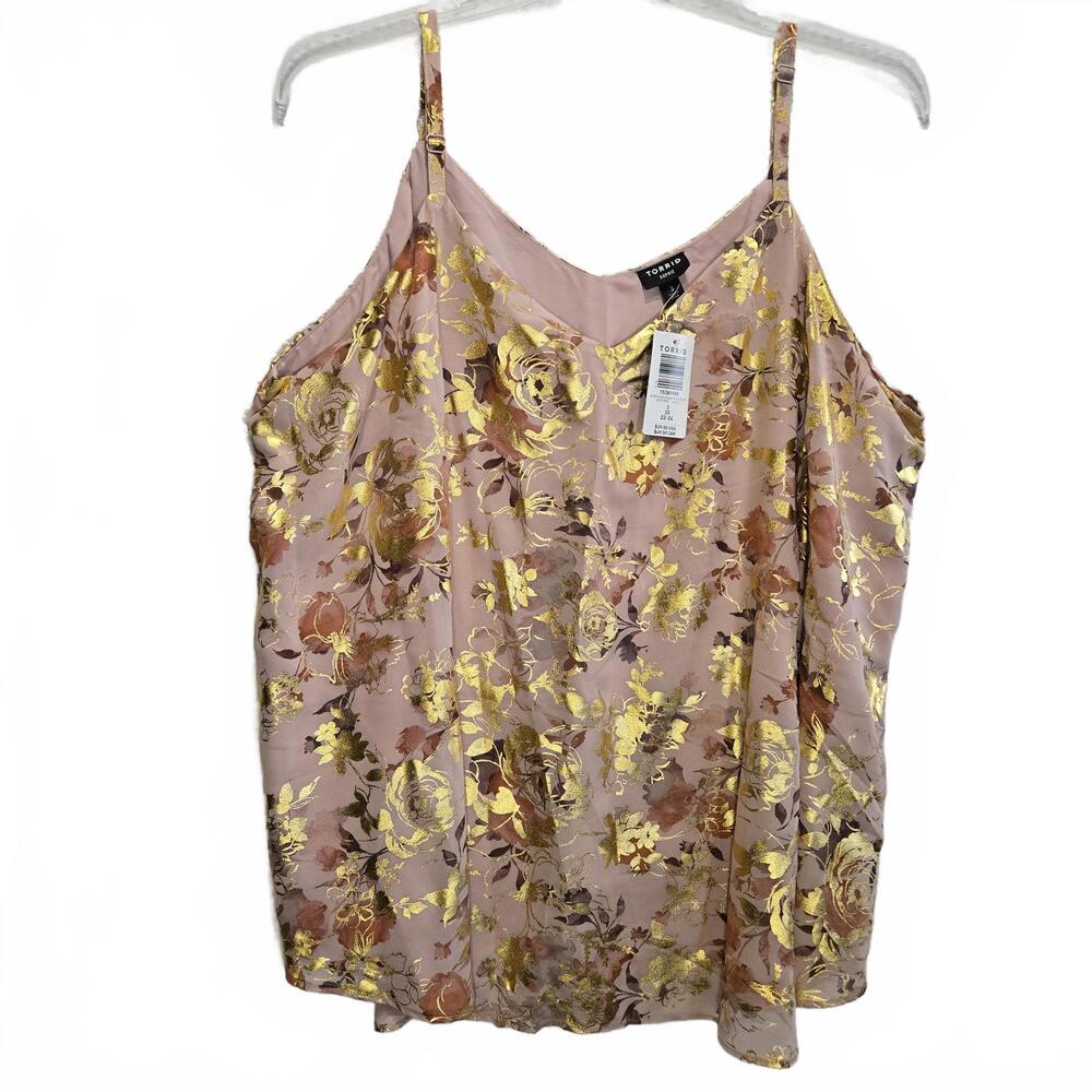 Torrid Sophie Double Layer Cami Women's 3XL Pale Mauve & Gold Fairy Romantic NWT